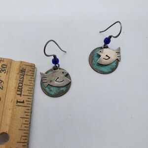 Sterling Silver and Copper Far Fetched Fish Dangle Earrings 925